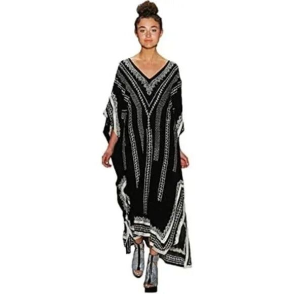 New Women's Long Maxi Cover Up Beach Black - Picture 1 of 6